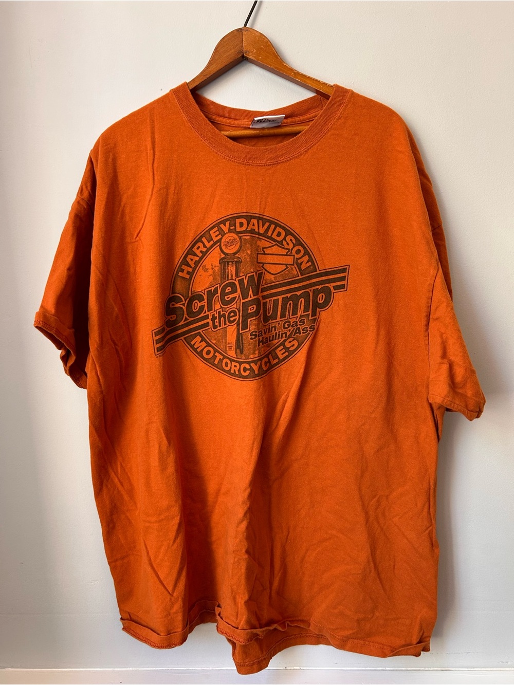 Harley Davidson Y2K Shirt Mens XL Orange Tee Screw The Pump Altoona PA